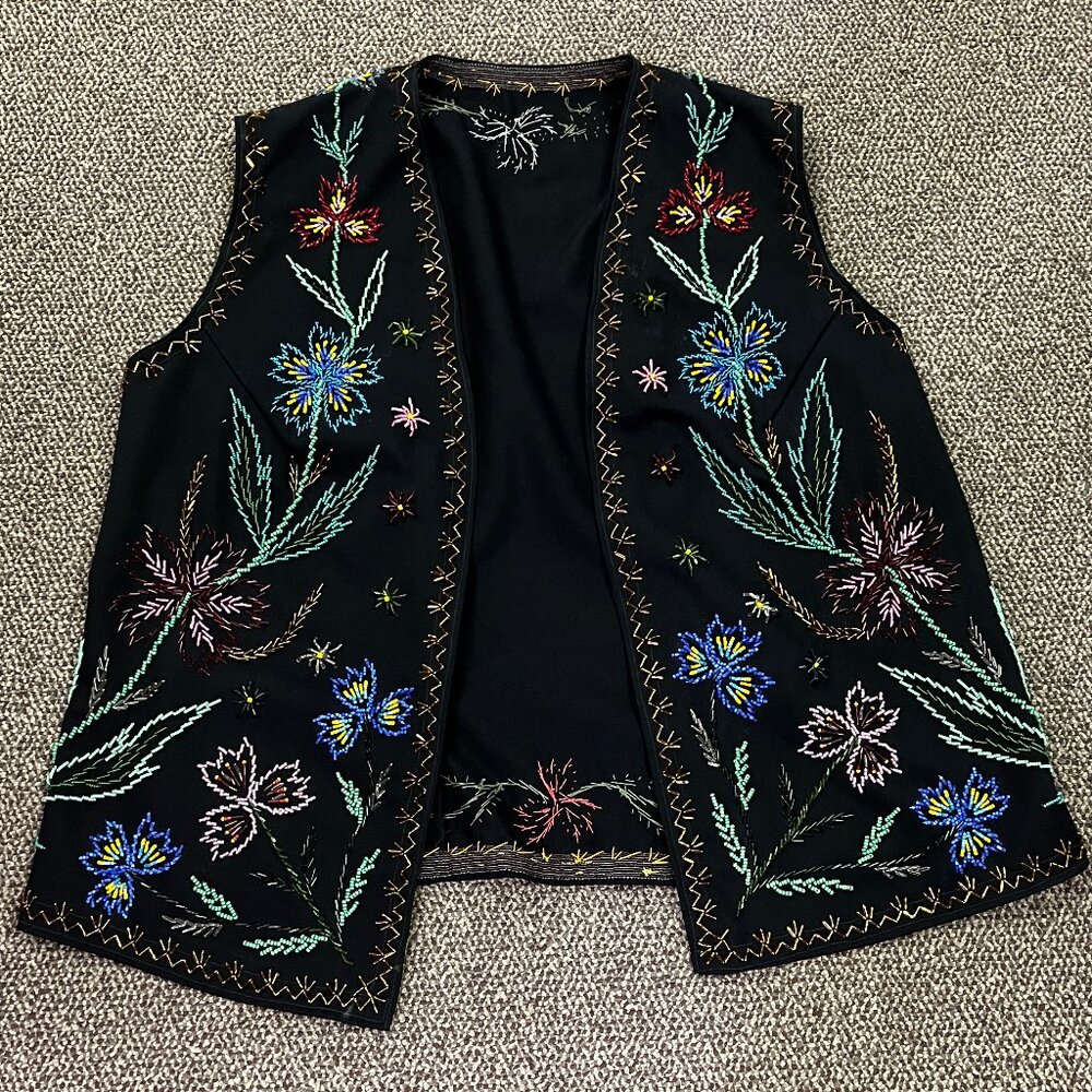 Vintage 1930 -40s Hand Beaded Hand Made Ukrainian Vest